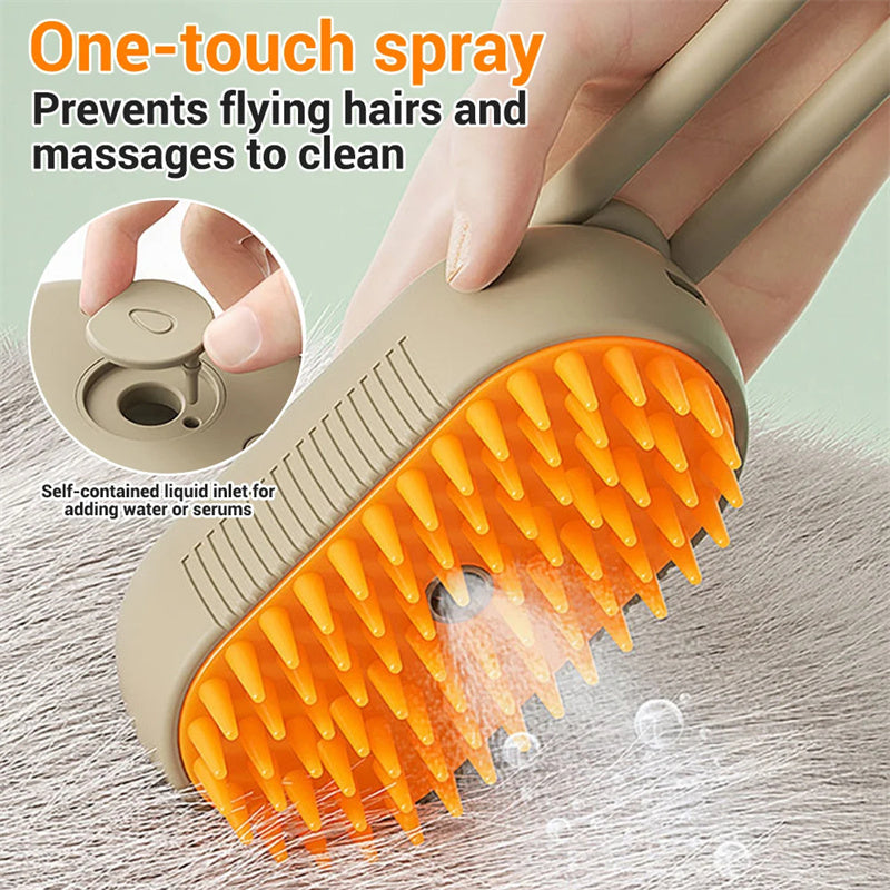 360° USB Rechargeable Pet Grooming Steam Brush - Canine Companions